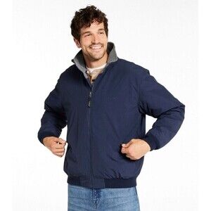 Vintage LL Bean Jacket Men Medium Blue Warm Up Fleece Lined Windbreaker Coat 90s